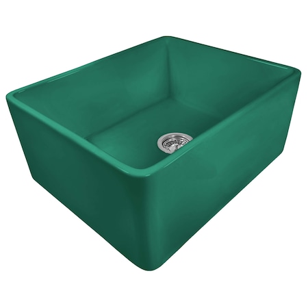 Ruvati 23-inch Fireclay Farmhouse Kitchen Laundry Utility Sink Single Bowl Emerald Green RVL2468EG